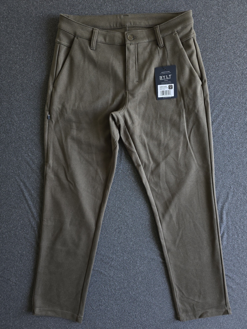 BYLT Coastal Pant Straight Fit Men’s Size 32 Dark Taupe Premium Basics